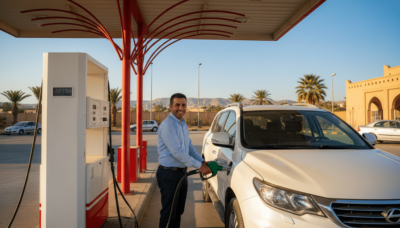 Automobiliste algérien faisant le plein de diesel à Sétif