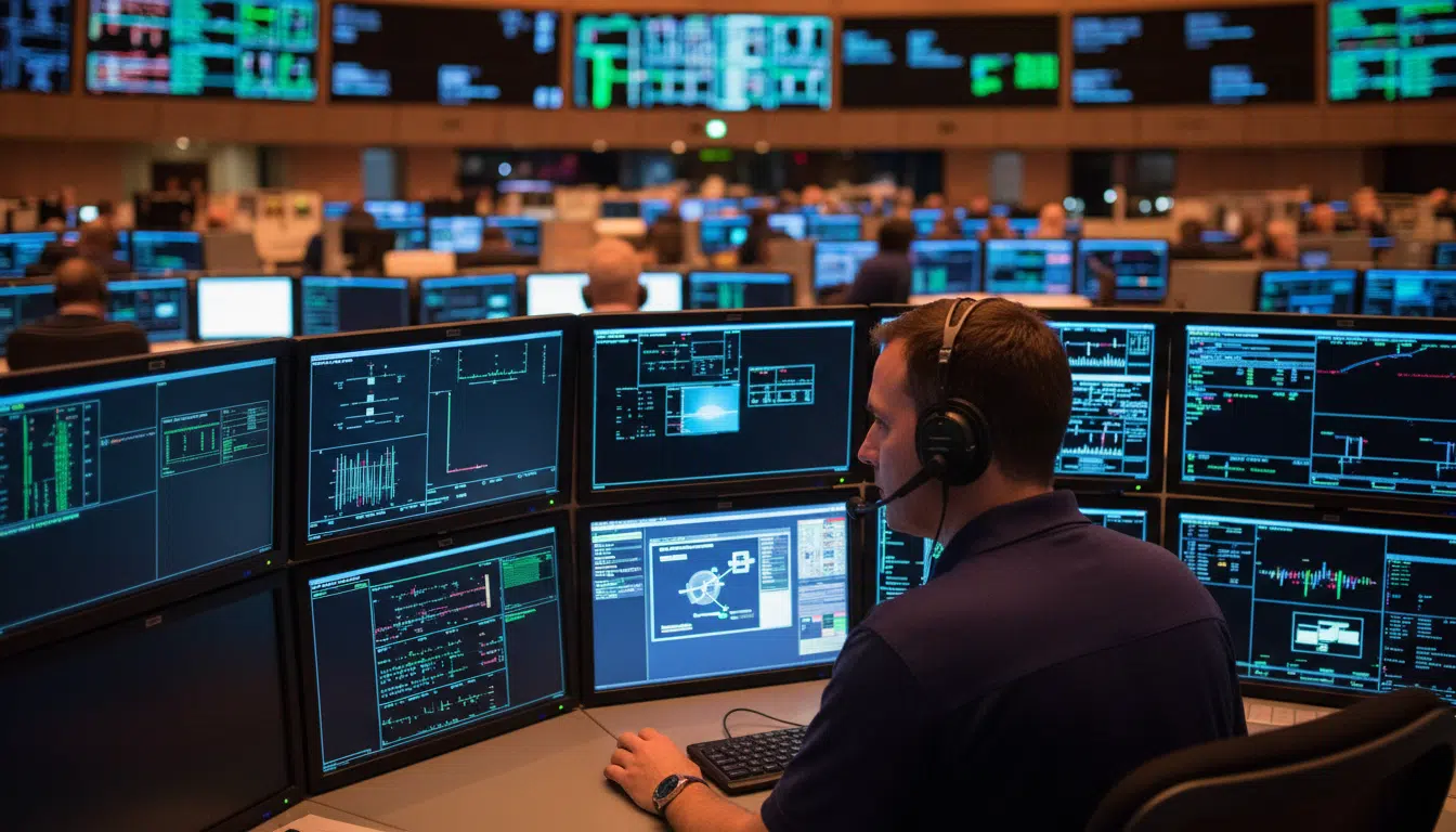 Centre de contrôle NASA pendant une assistance informatique à distance