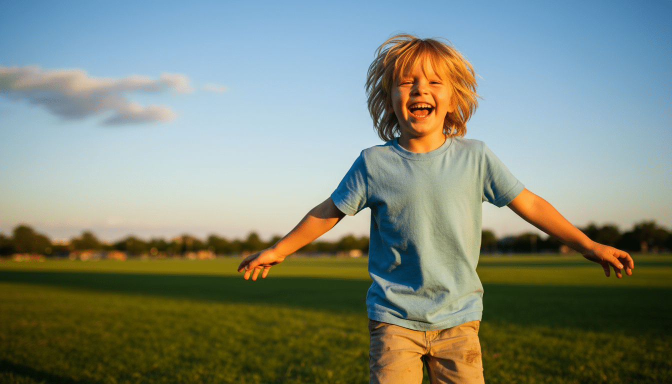 Enfant jouant au soleil à l'extérieur