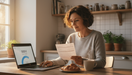Salarié consultant son épargne salariale sur ordinateur