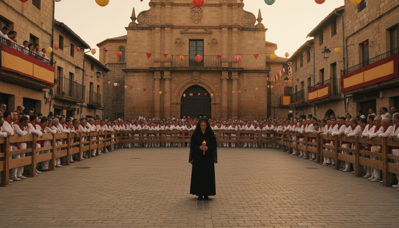 Minute de silence lors d'une fête de village en Espagne