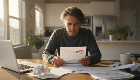 Contribuable inquiet lisant un courrier de l'IRS