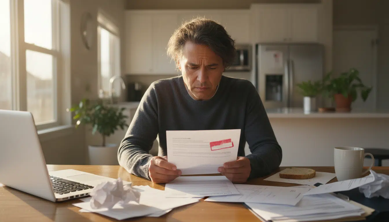 Contribuable inquiet lisant un courrier de l'IRS