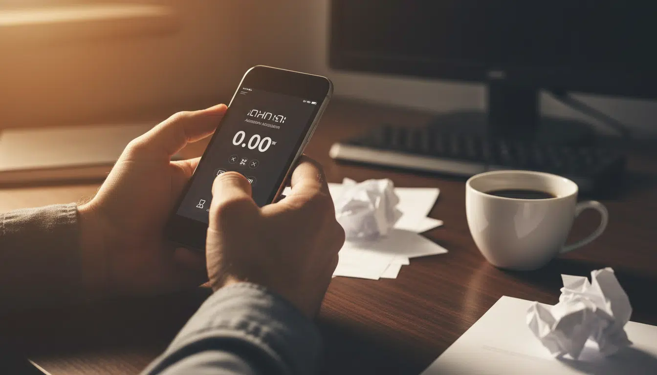 Compte bancaire gelé affiché sur un smartphone