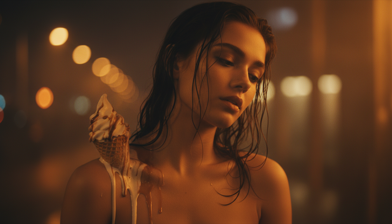 Scène cinématique inspirée d'Euphoria avec glace fondante