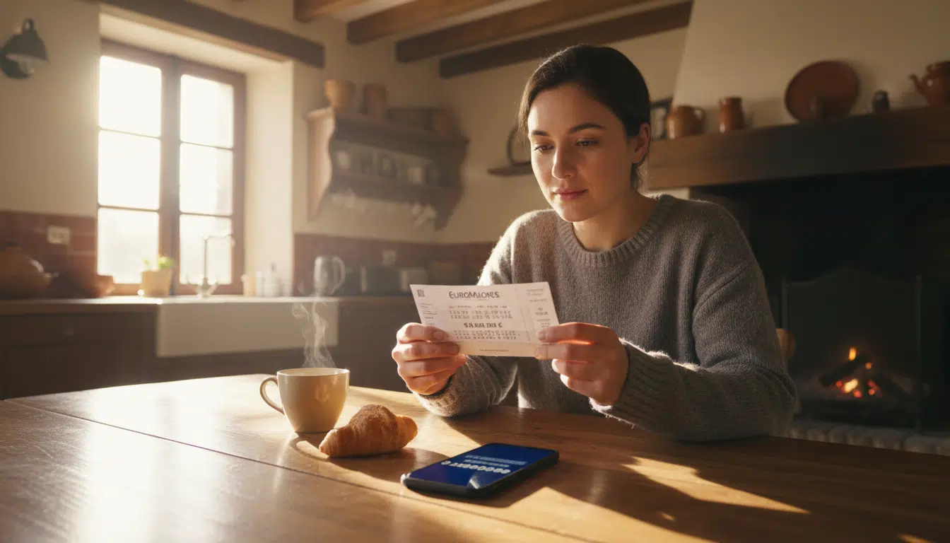 Joueur tenant un ticket EuroMillions avec espoir