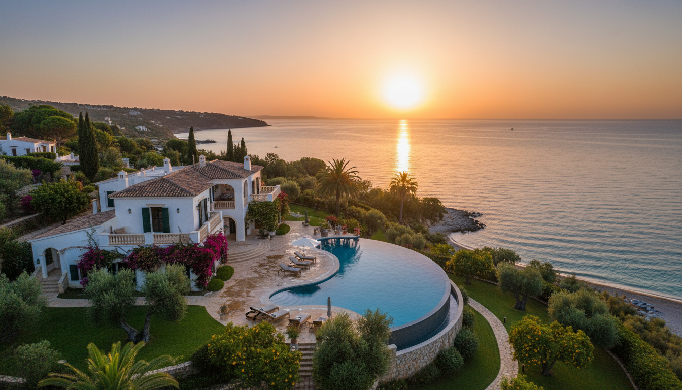 Villa de rêve avec piscine au coucher du soleil