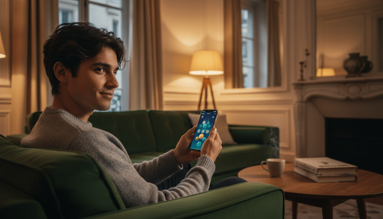 Personne jouant à l'EuroMillions en ligne depuis son smartphone