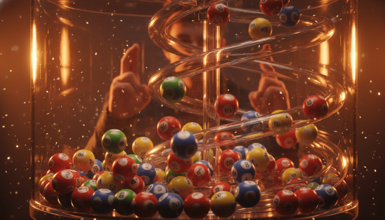 Boules de loterie EuroMillions dans une machine de tirage