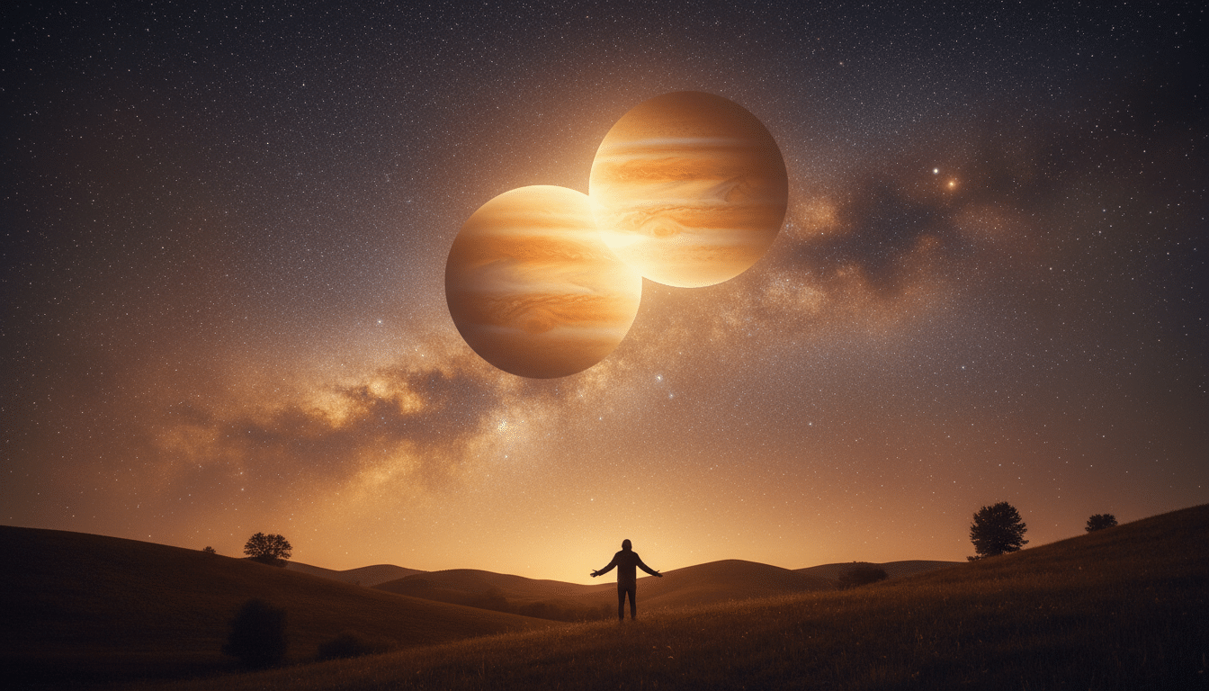 Ciel étoilé avec Jupiter et Vénus brillantes