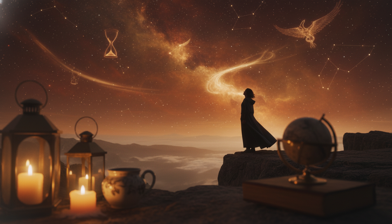 Personne contemplant un ciel étoilé ambiance astrologique