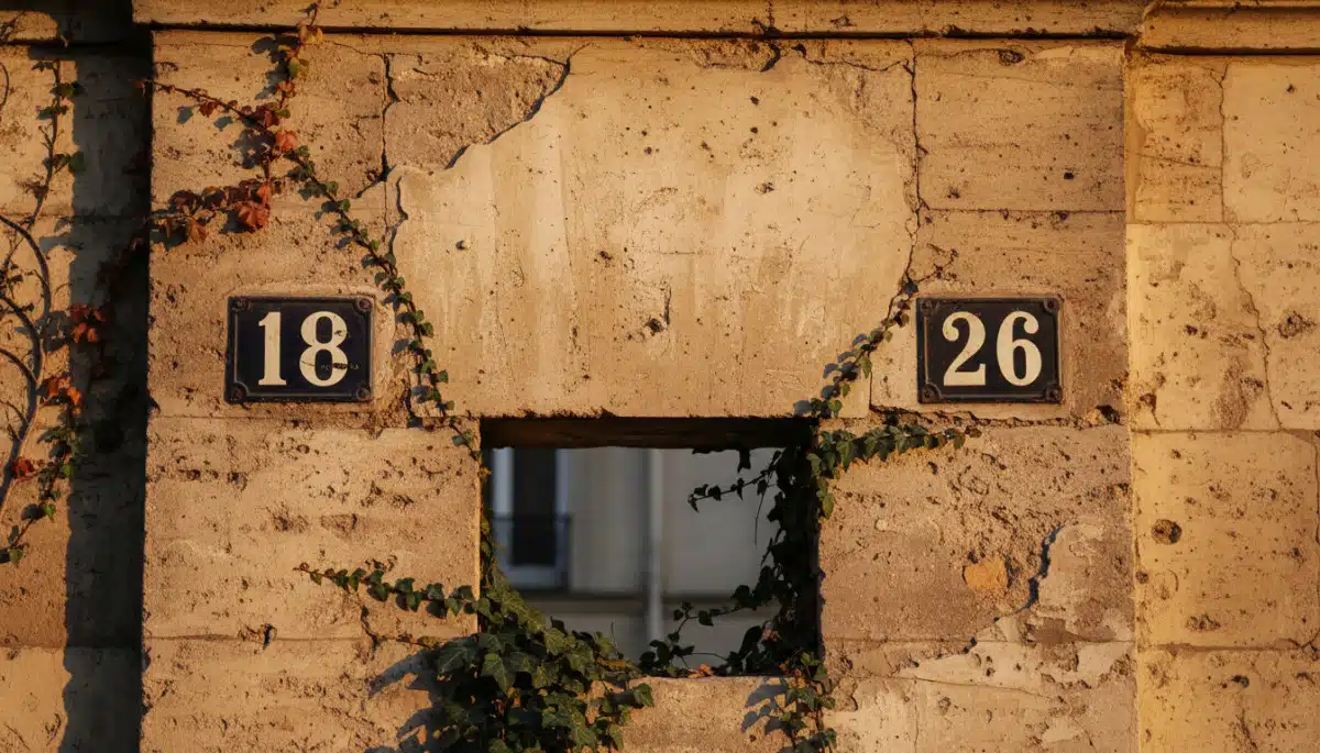 Façade parisienne avec numéros manquants entre deux immeubles