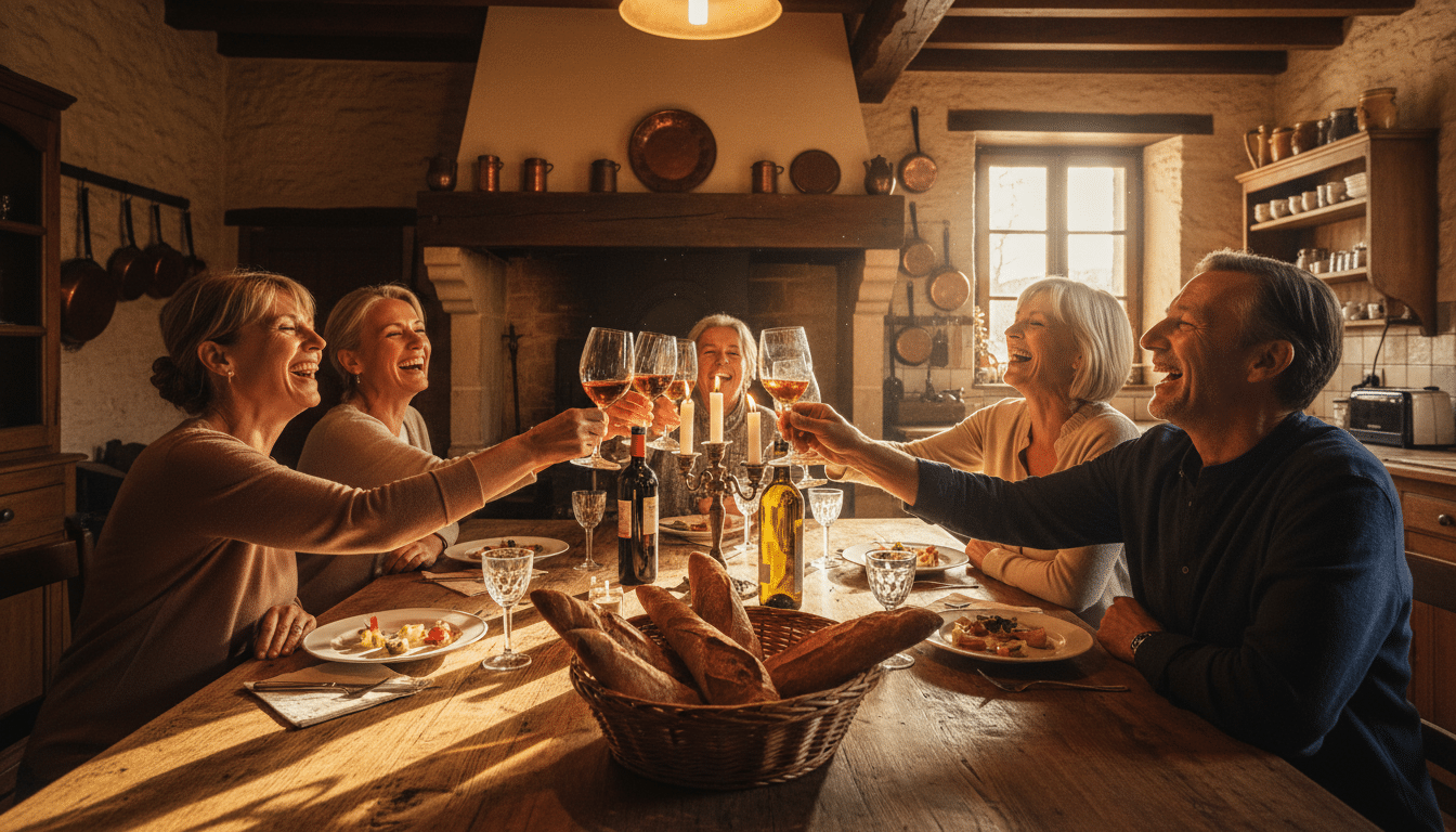 Famille française autour de la table avant le repas