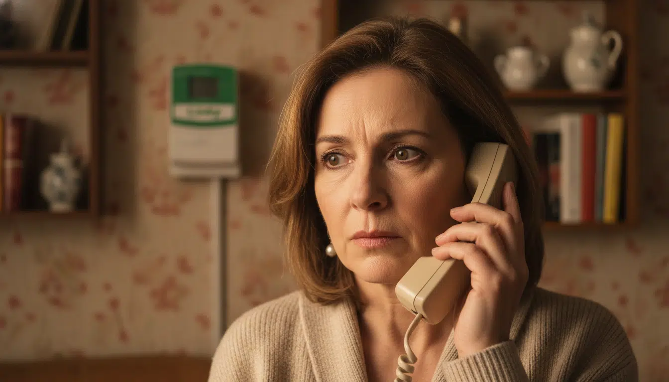 Femme inquiète recevant un appel téléphonique suspect