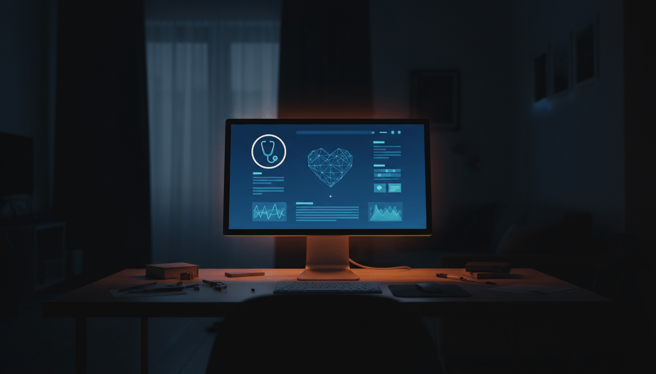 Écran d'ordinateur affichant un faux site médical