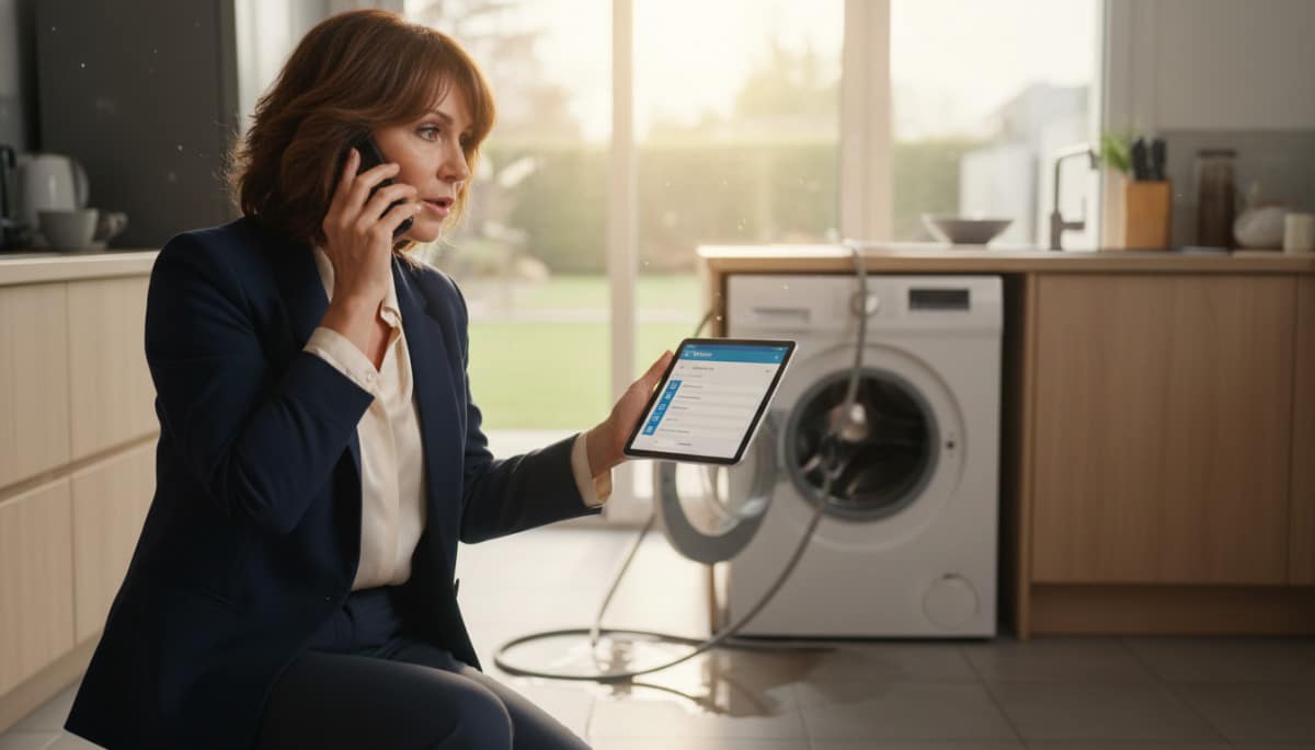 Femme activant sa garantie légale par téléphone