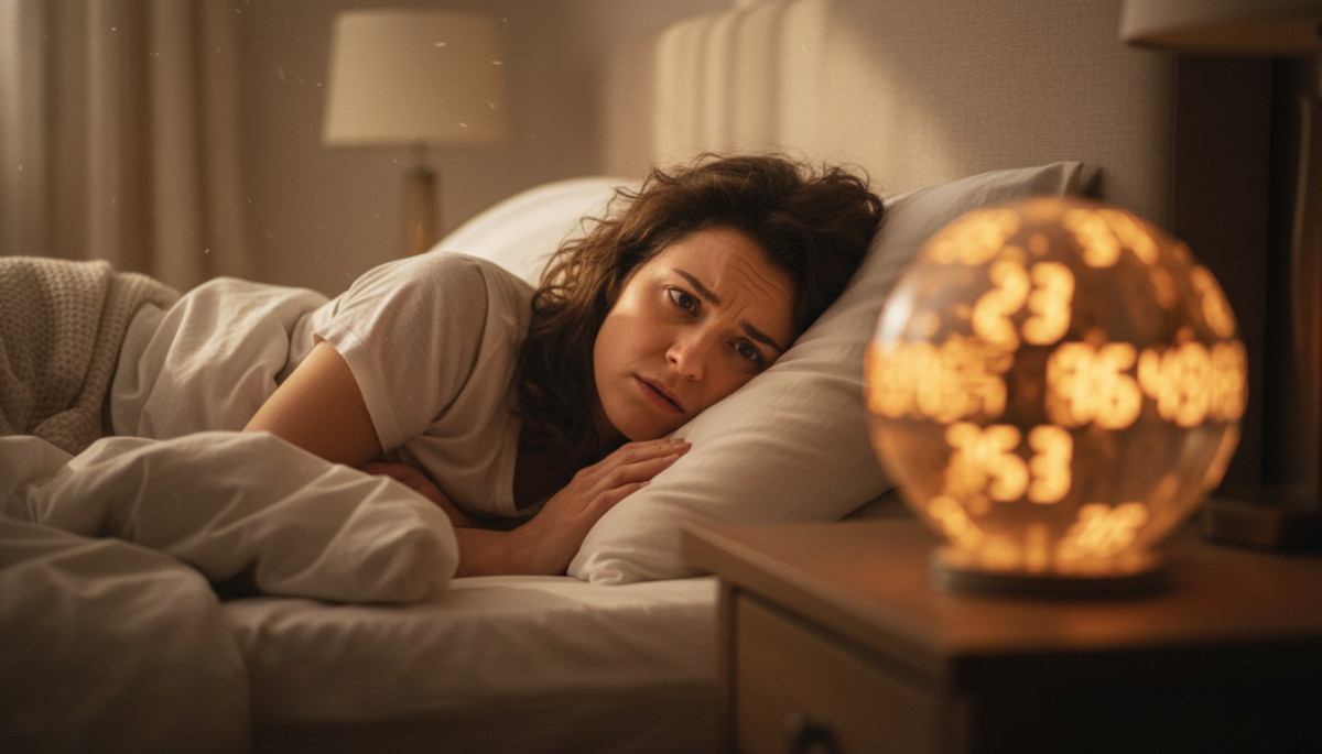 Femme confuse regardant une horloge floue dans un rêve