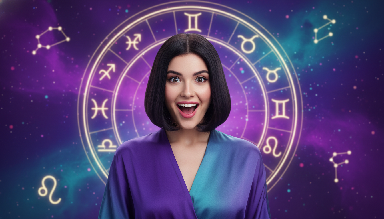 Femme en méditation entourée des symboles du zodiaque pour l'horoscope du samedi