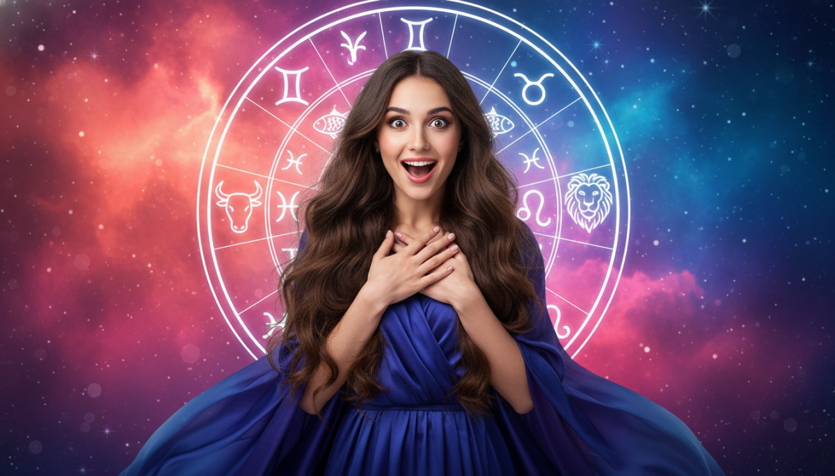 Femme en robe bleue devant la pleine lune de mai 2026 se reflétant sur l'océan