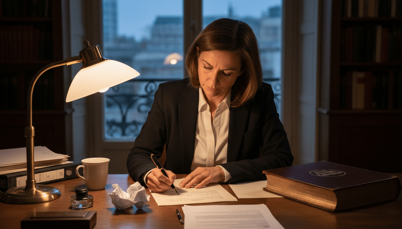 Femme rédigeant un courrier pour réclamer ses droits
