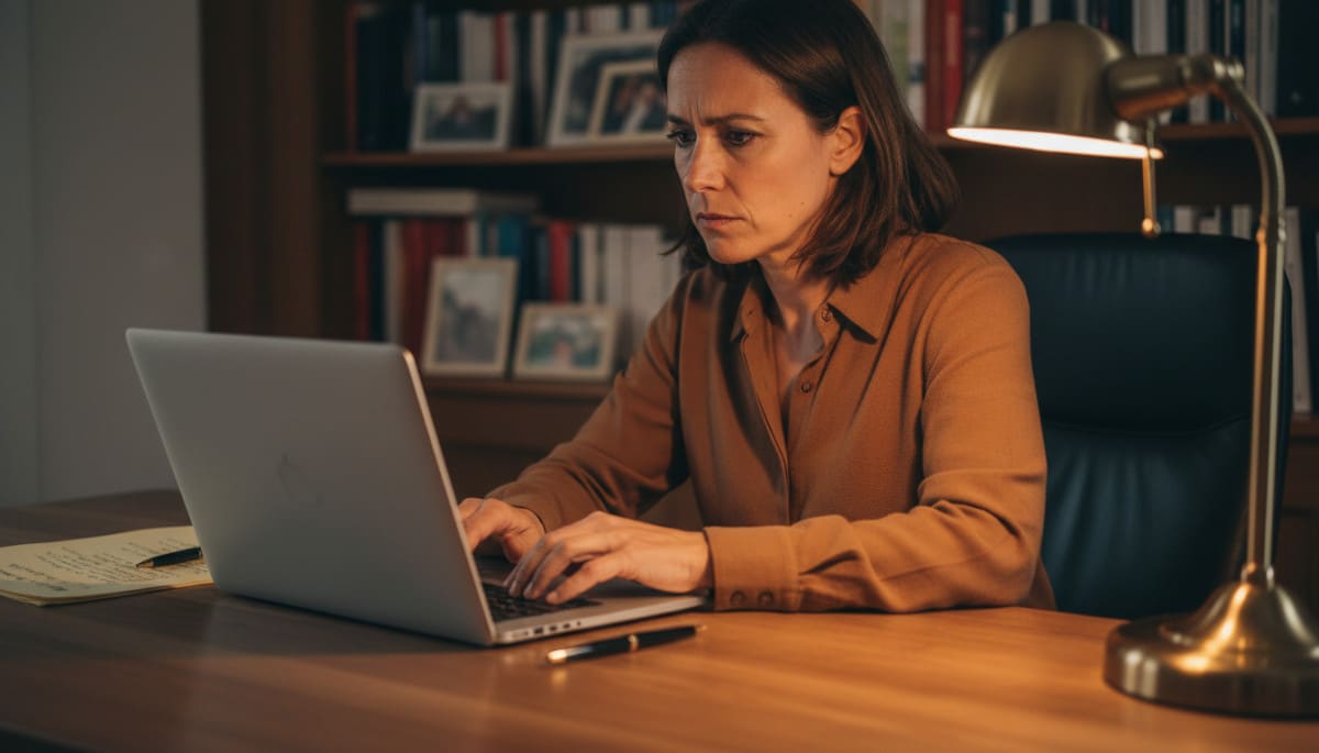 Femme rédigeant un email à son employeur concernant le télétravail