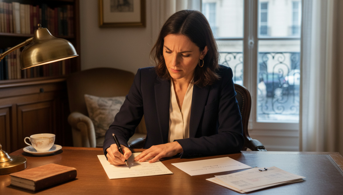 Femme rédigeant une lettre recommandée à son employeur