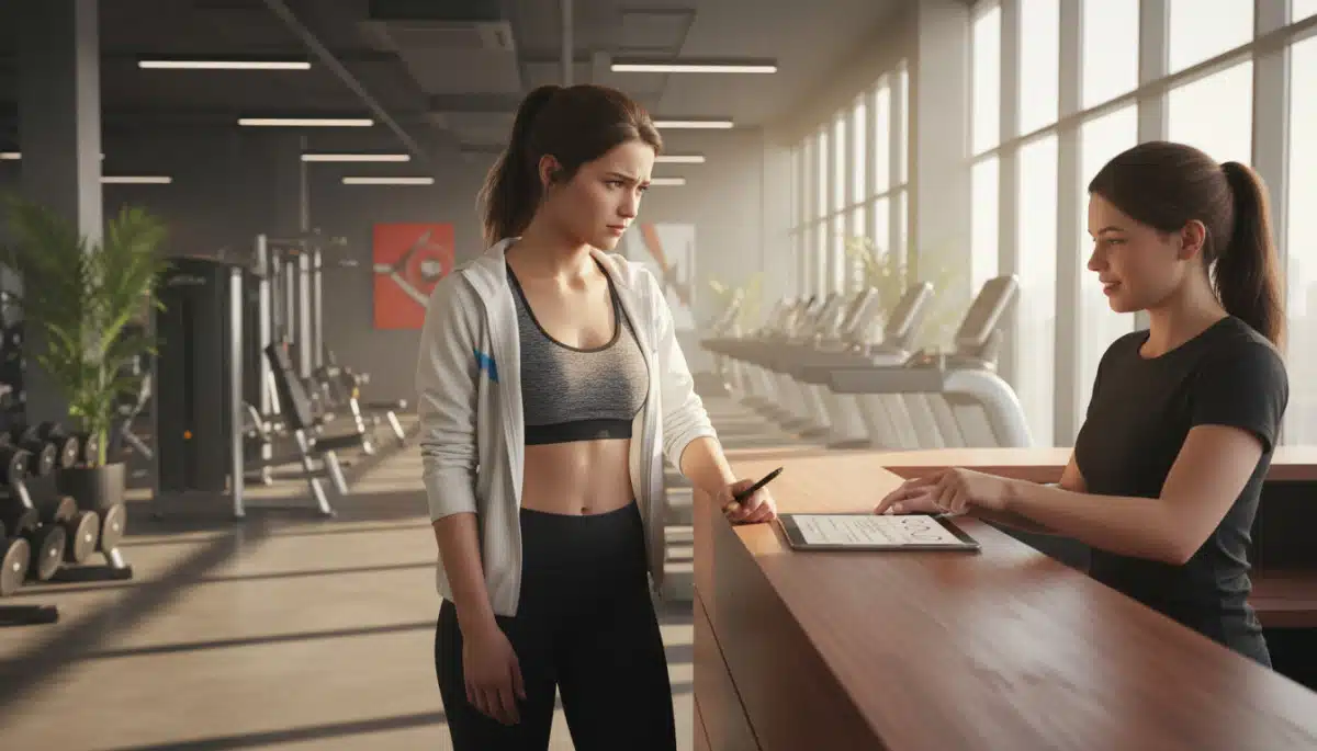 Femme signant un abonnement de salle de sport