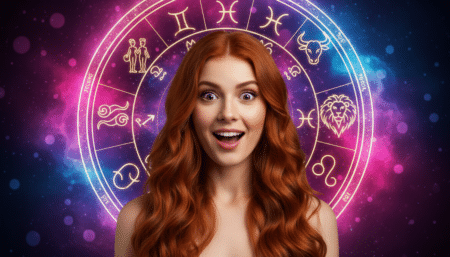 Femme sous un ciel étoilé baignée d'une lumière cosmique dorée pour l'horoscope du 13 avril 2026