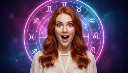 Femme sous un ciel étoilé recevant la lumière cosmique pour l'horoscope du 23 avril 2026