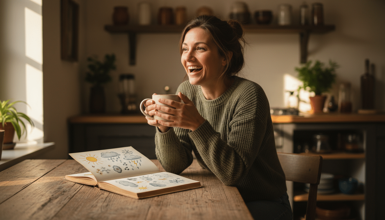 Femme surprise en lisant un fait scientifique inattendu