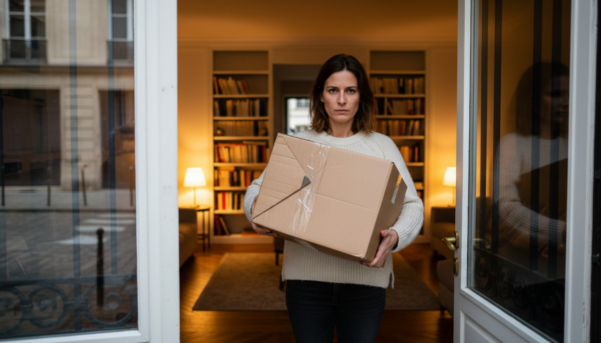 Femme tenant un colis abîmé à la livraison