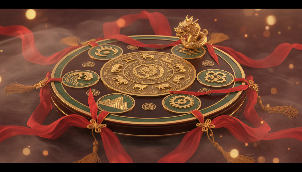 Femme tenant une lanterne lumineuse au coucher du soleil entourée de cerisiers en fleurs