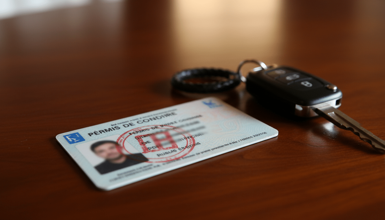 Permis de conduire invalidé posé sur une table
