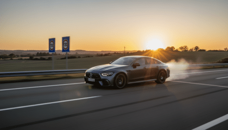 Radar flashant une Mercedes sur autoroute française