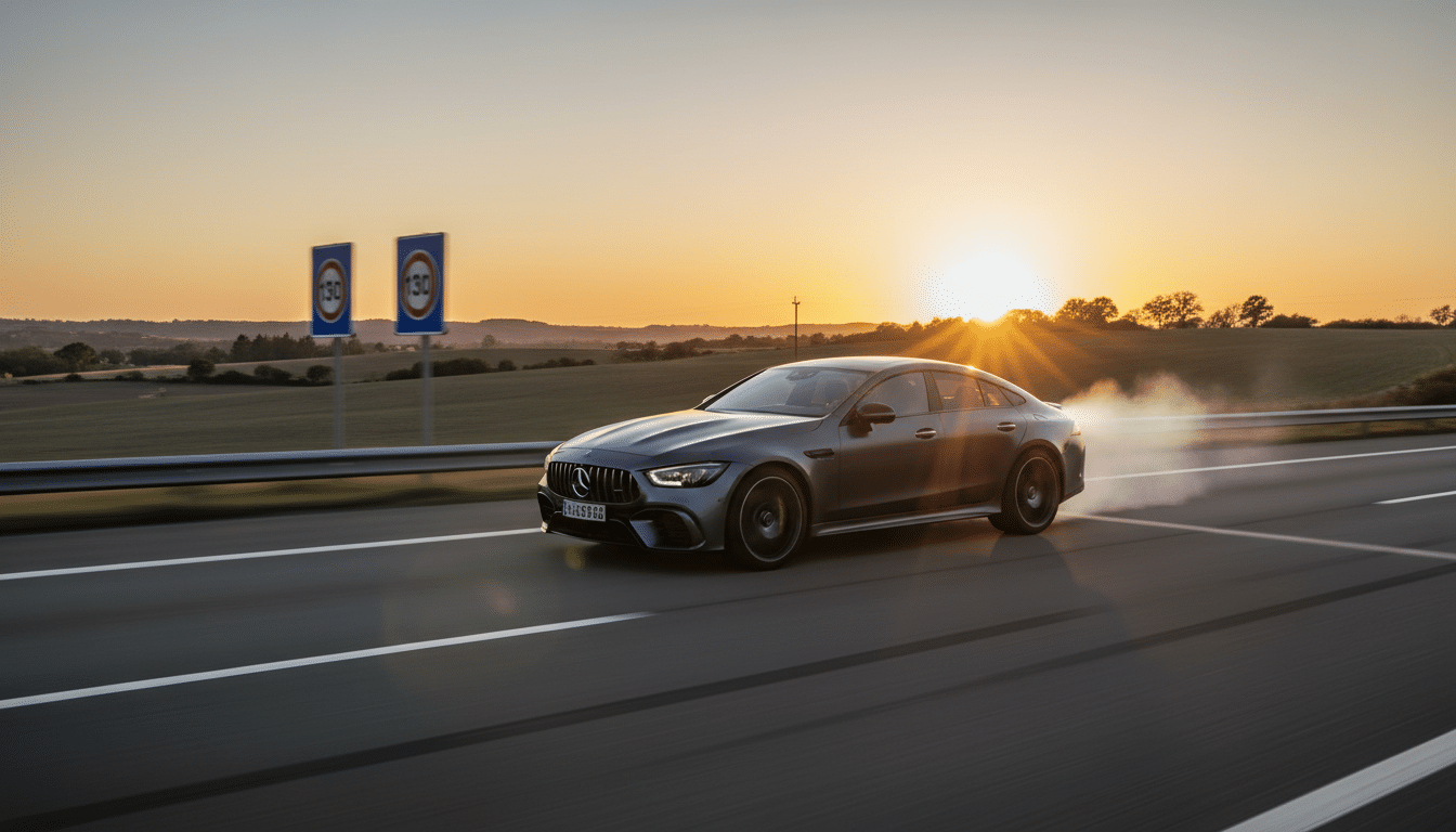 Radar flashant une Mercedes sur autoroute française