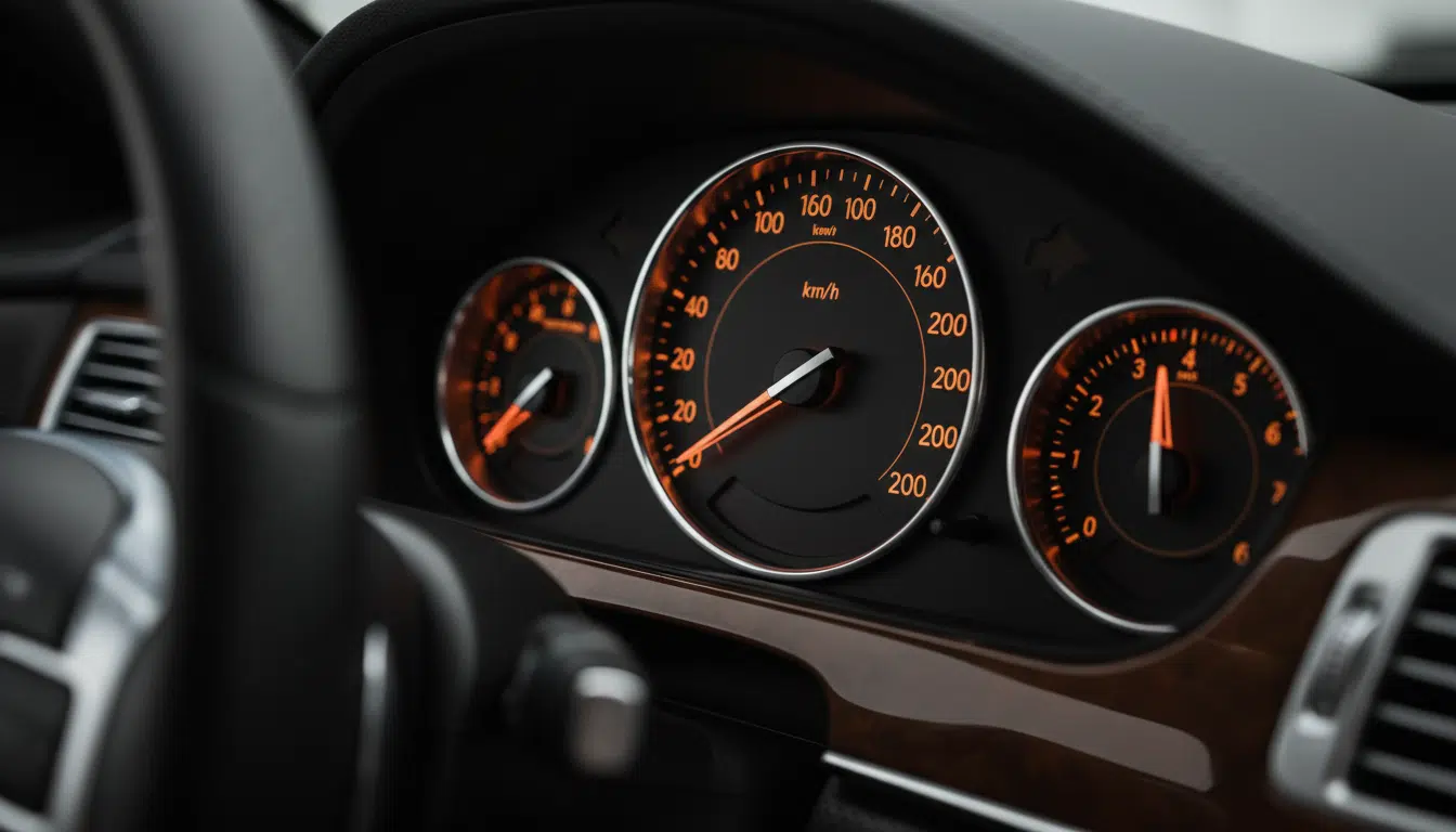 Compteur de vitesse affichant 207 km/h dans une Mercedes