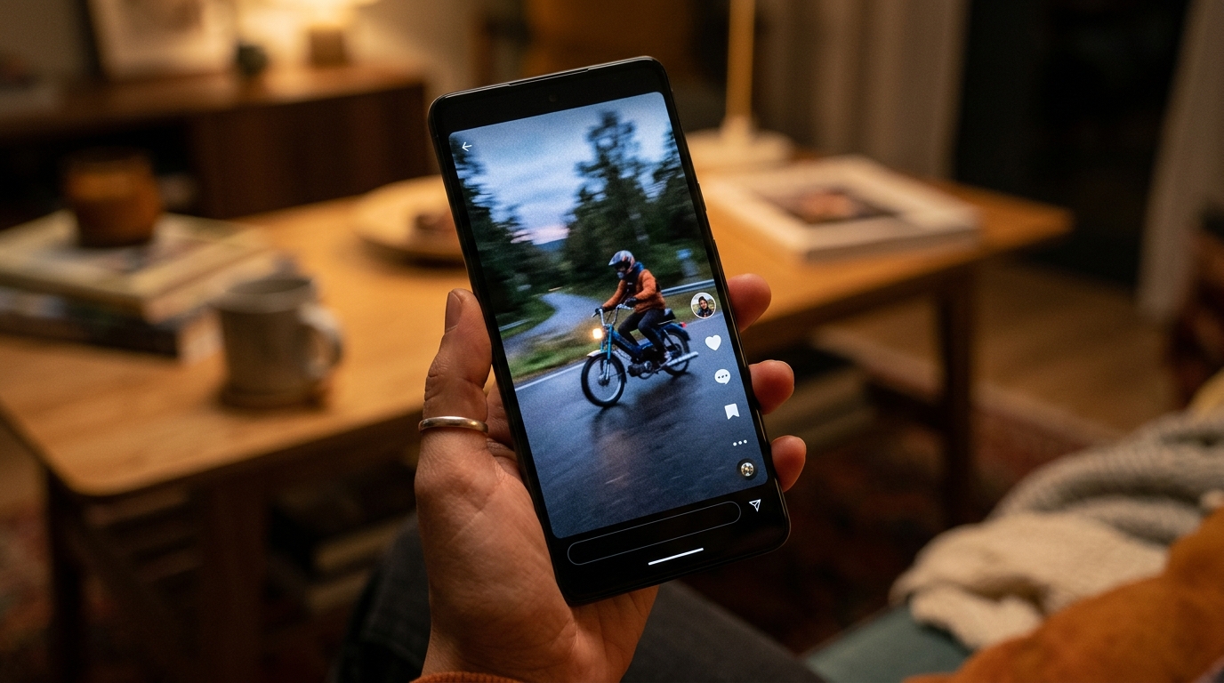 Vidéo virale de débridage de mobylette sur smartphone