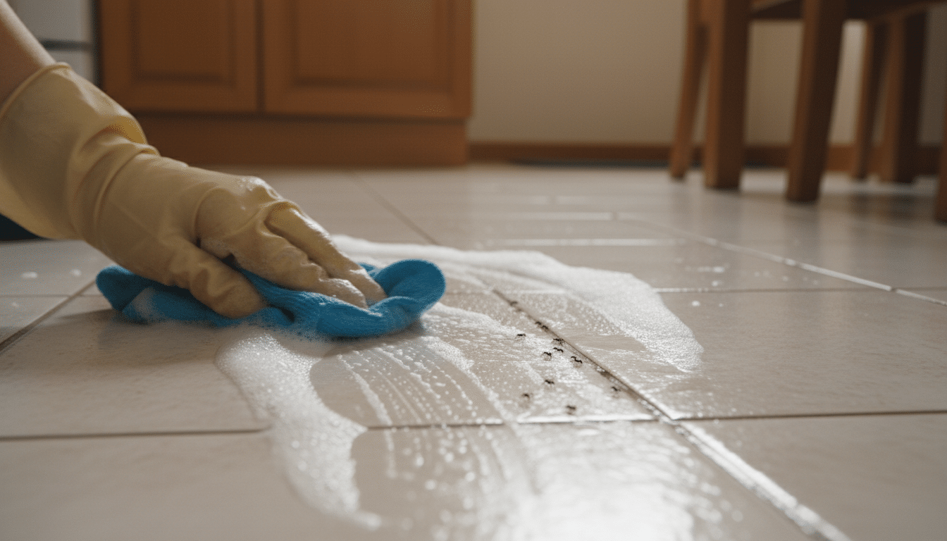 Nettoyage du sol pour effacer les pistes de phéromones