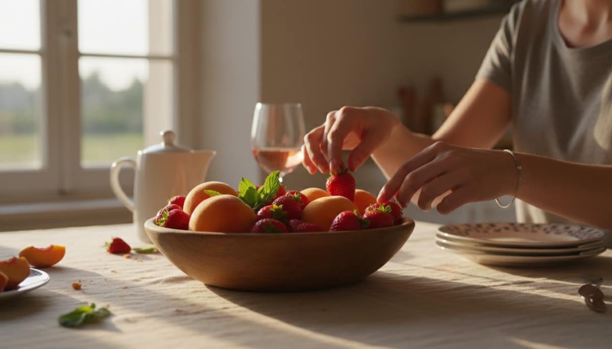 Fraises fraîches dans une cuisine française ensoleillée