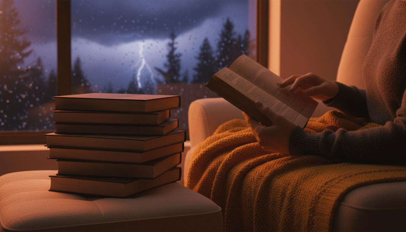 Lecture d'un thriller par une nuit de tempête