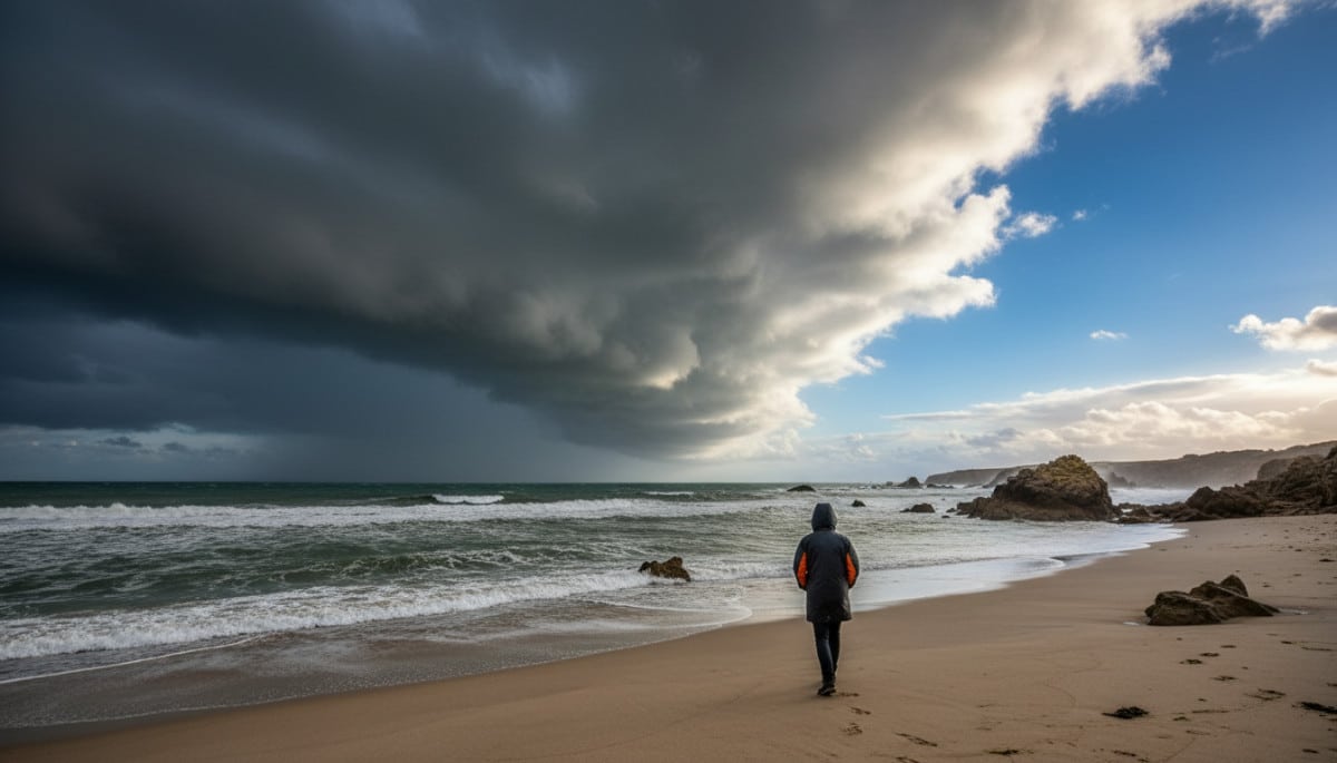 Front orageux atlantique qui arrive sur la côte française