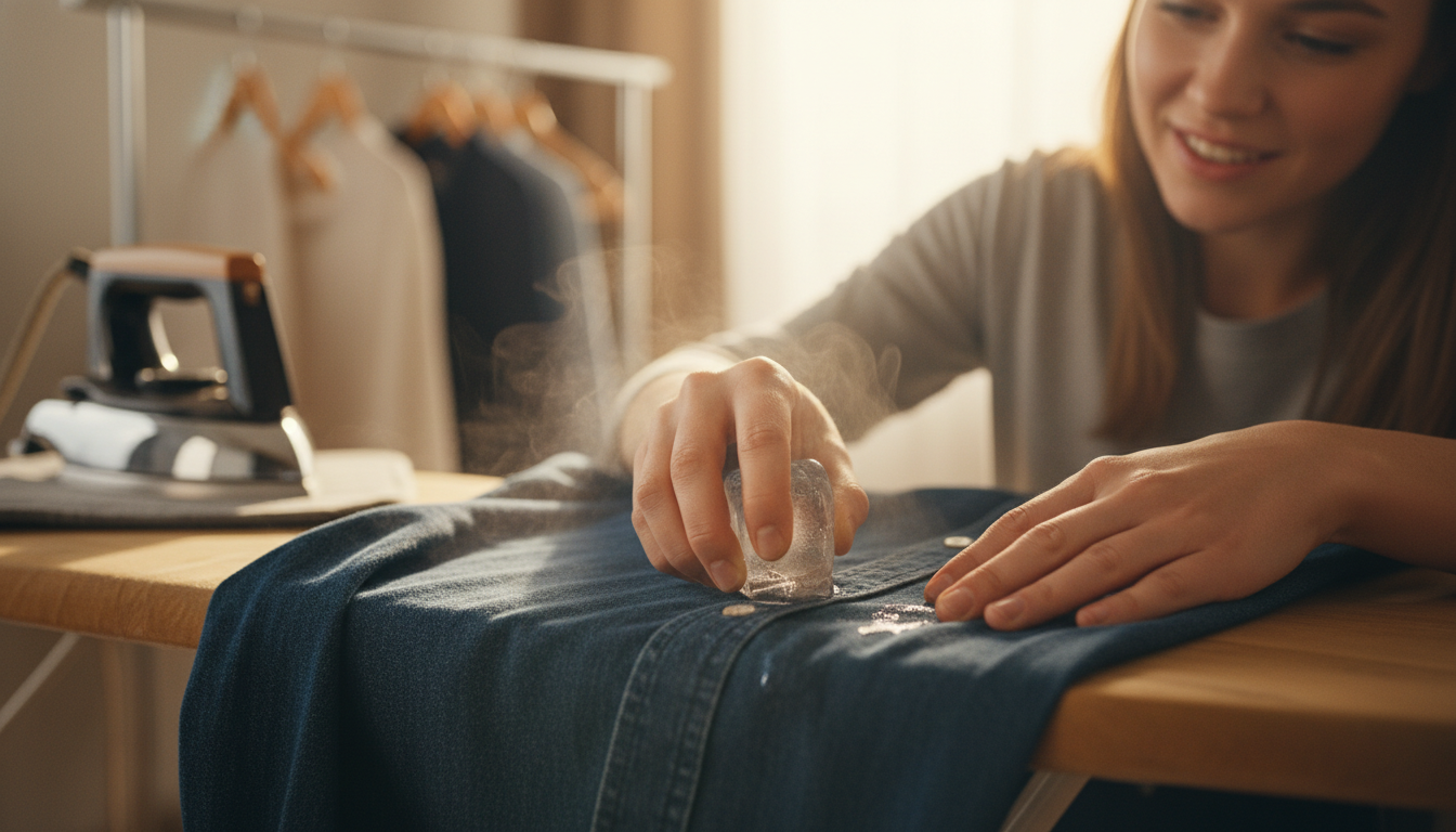 Frotte un glaçon sur tes coutures avant de repasser : le tissu ne colle plus jamais