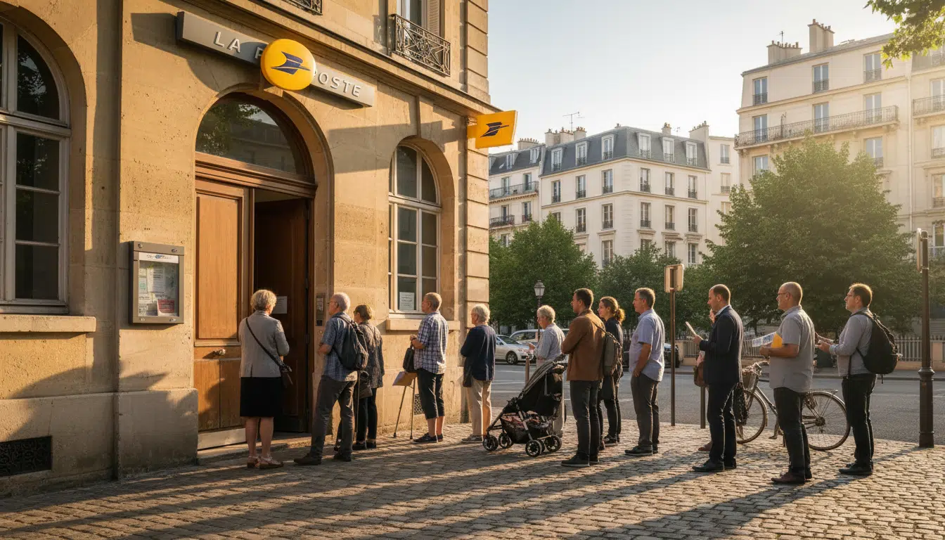 File d'attente devant un bureau de poste à Vénissieux