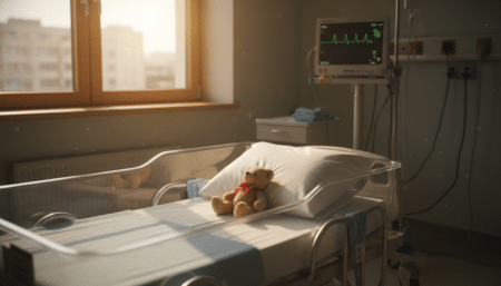 Lit vide dans un service de pédiatrie cardiaque
