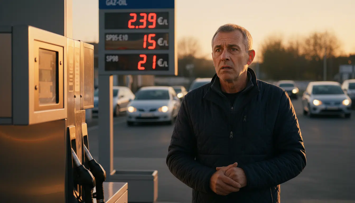 Affichage prix gazole élevé dans une station-service française