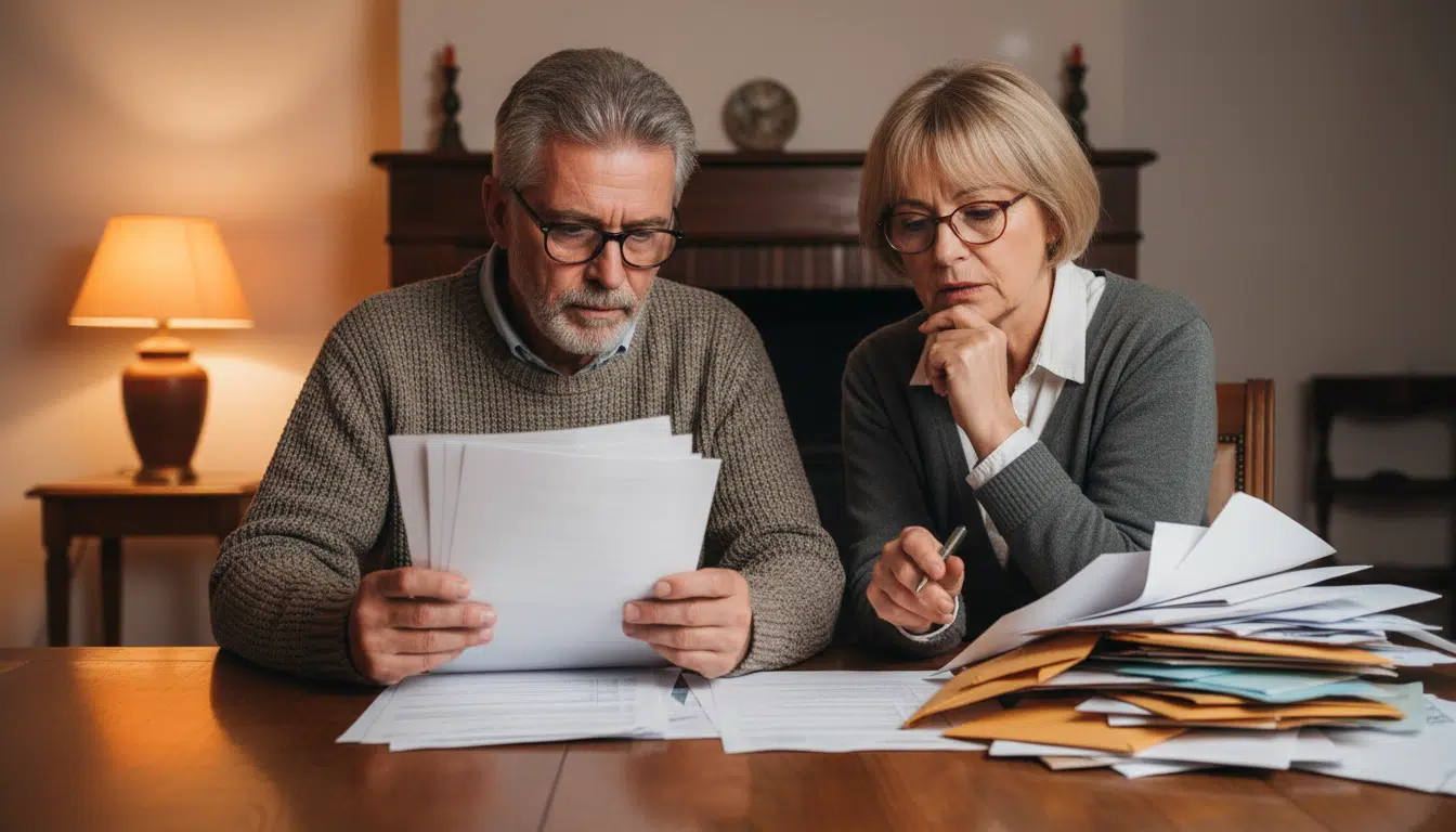 Un couple de retraités examine ses factures de mutuelle