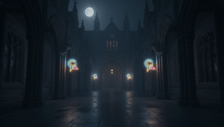 Campus universitaire sombre de Godolkin la nuit