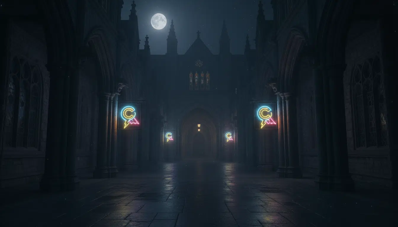 Campus universitaire sombre de Godolkin la nuit