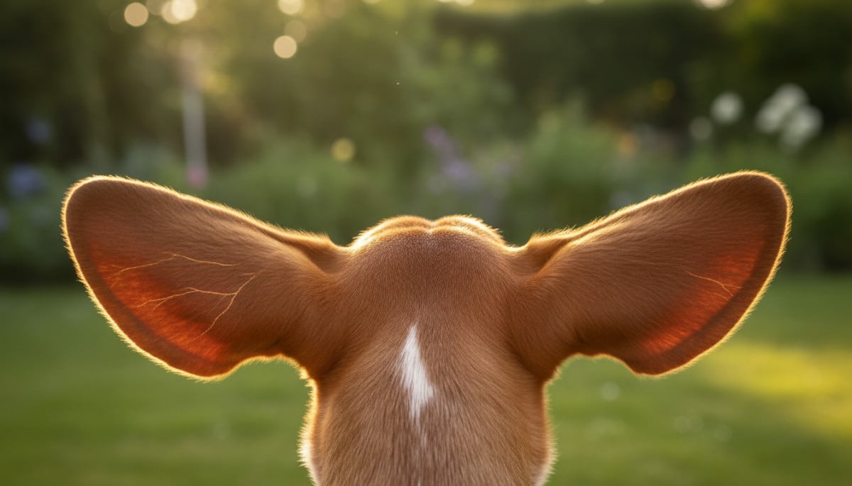 grandes oreilles de basset hound au soleil