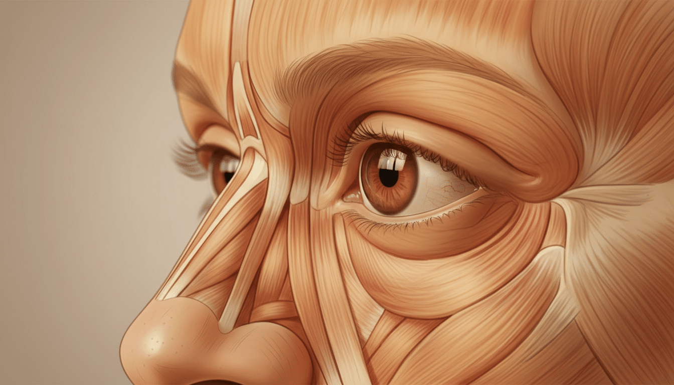 Gros plan œil et muscles faciaux humains